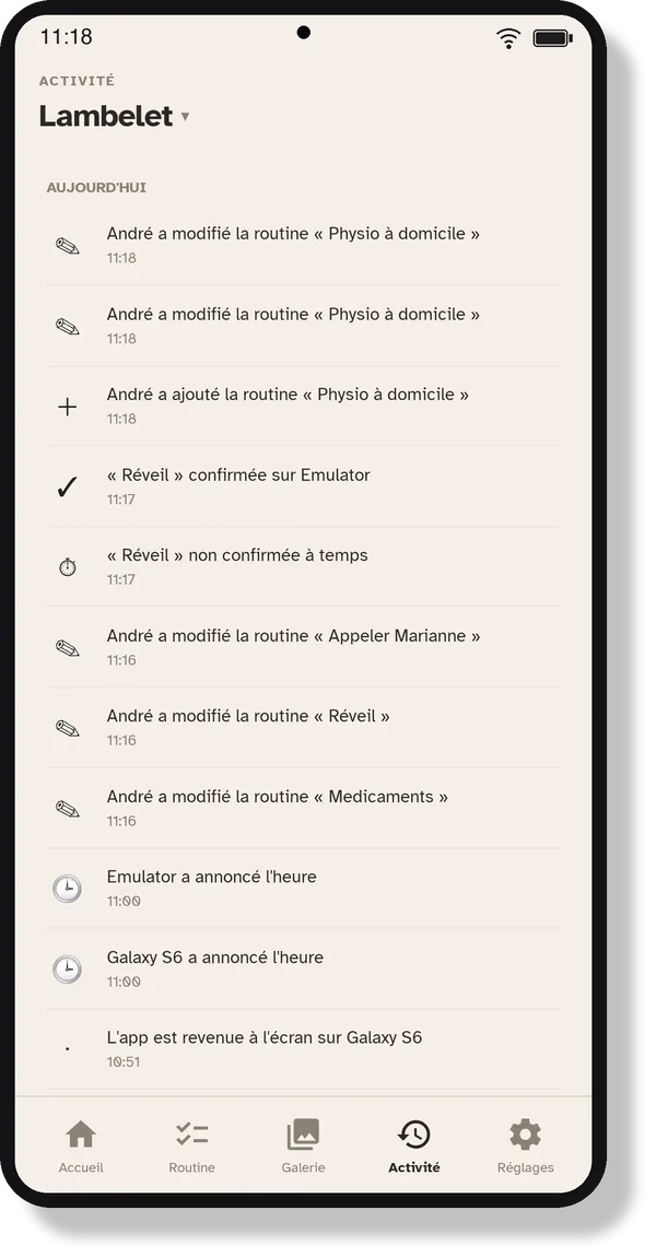 Suivre l'activité du jour