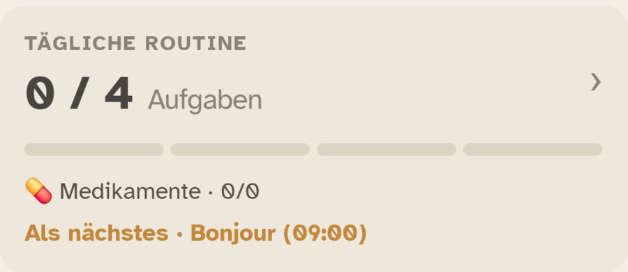 Der Block „Routine des Tages“ in Ally Companion: der Fortschritt der Aufgaben des Tages.