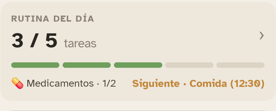 El bloque «Rutina del día» de Ally Companion: el progreso de las tareas de la jornada.